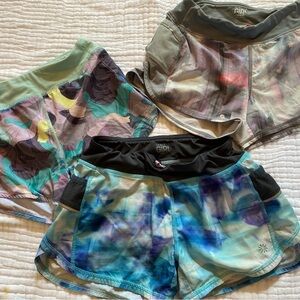 Colorful Athleta Girls size Medium 8/10 Athletic Shorts Set of Three Pair